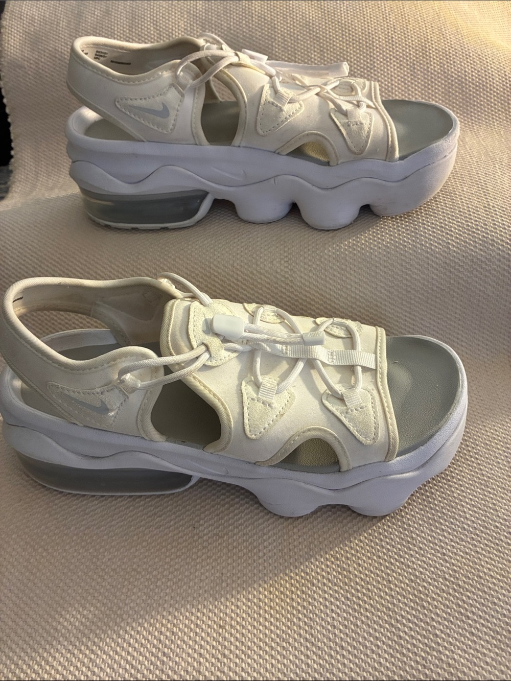 Nike Air Koko Women's White photon dust colorway chunky sandal w/Sporty Lace-Up